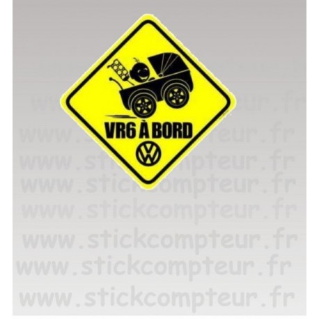 Stickers VR6 A BORD JAUNE  - 1