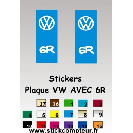 2 Stickers de plaque d'immatriculation VW ET SR  - 1